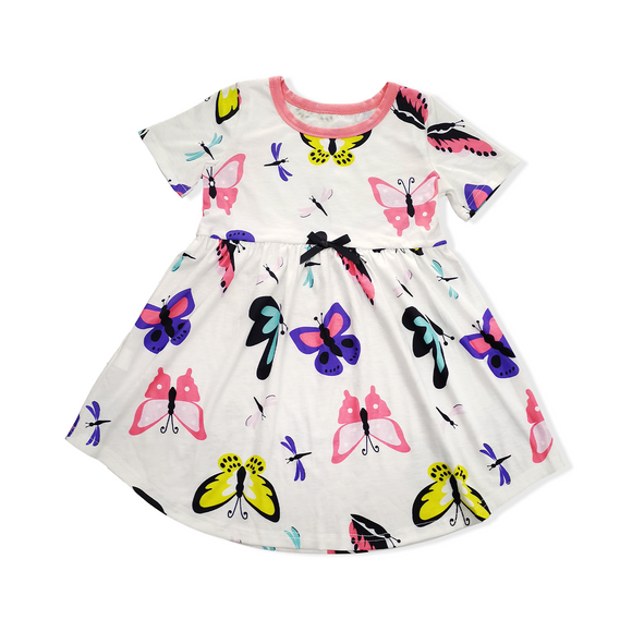 Final sale-Toddler Baby Girls Cute Clothes Short Sleeve Butterfly Print Dress