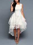 Women's White Fish Tail Lace Dress - vmlfashion-com