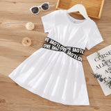 Toddler Girl Letter Print Crisscross Short-sleeve Dress