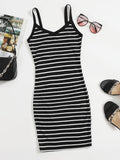 SHEIN Striped Rib-knit Bodycon Dress