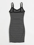 SHEIN Striped Rib-knit Bodycon Dress