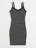 SHEIN Striped Rib-knit Bodycon Dress