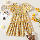 1pc Toddler girl Short-sleeve Cotton Pretty Dress