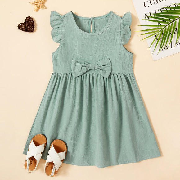 Toddler Girl Bowknot Solid Dress