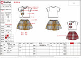 2pcs Toddler Girl Bowknot Design Side Slit Short-sleeve White Tee and Plaid Skirt Set