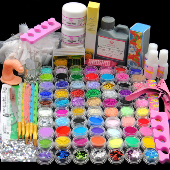 Coselia 78 Acrylic Liquid Glitter Powder Nail Art Decorate File Brush Tools Set - vmlfashion-com