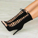 Women High Heel shoes Lace up top heels - vmlfashion-com