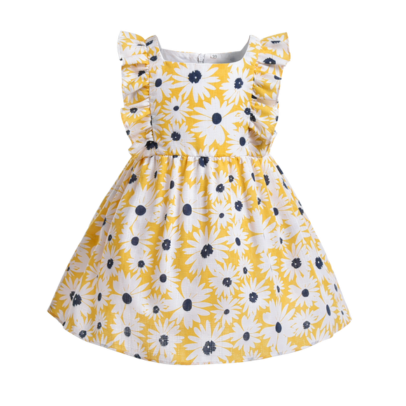 FINAL SALE-Toddler Girl Sunflower Print Dress