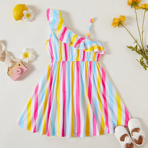 Girl Multi Color One Shoulder Tunic Dress