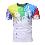 Mens Multi Color Print White Two-piece Shorts Set