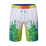 Mens Multi Color Print White Two-piece Shorts Set