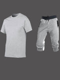 Men Two Piece Shorts Set Grey Sweats