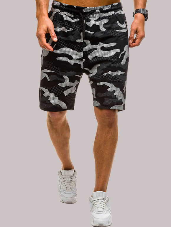 Mens Mid Waist Camo Print Shorts