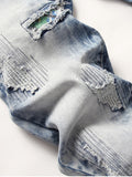 Men Lite Blue Ripped Patch Jeans