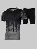 Men Two Piece Shorts Set Dark Gray