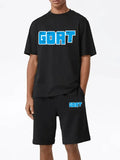 Men Two Piece Shorts Set Goat Black