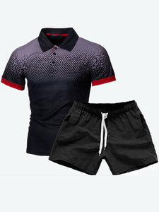 Men Two Piece Shorts Set Faded Black