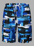 Mens Mulri Color Print Elastic Waist Shorts