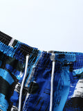 Mens Mulri Color Print Elastic Waist Shorts