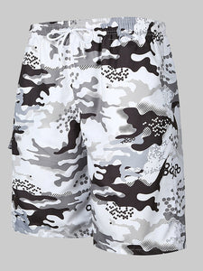 Mens Camo Elastic Waist Shorts