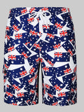 Mens Flag Print Elastic Waist Shorts