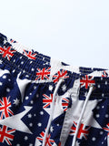 Mens Flag Print Elastic Waist Shorts