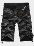 Men Camo Print Pocket Design Black Men Shorts