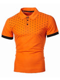 Men Two Piece Shorts Set Orange Polka-dot