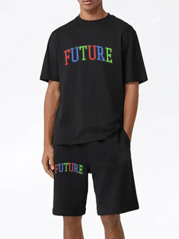 Men Two Piece Shorts Set Future Black