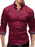 Men Wine Red Long Sleeve Shirt