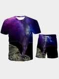 Men Two Piece Shorts Set Universe Multicolor