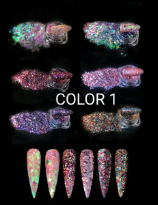 6 Peices Mixed Color Nail Art Glitter Sequins