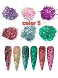 6 Peices Mixed Color Nail Art Glitter Sequins