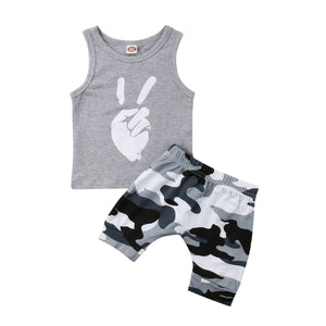 2PCS Toddler Kids Baby Boy Summer Clothes Sleeveless Vest Tops+Camouflage Shorts Hot Pant Outfits Casual Clothing Set - vmlfashion-com