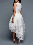 Women's White Fish Tail Lace Dress - vmlfashion-com