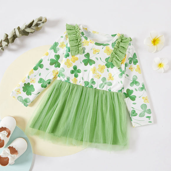 Baby / Toddler Clover Mesh Dress of St. Patrick's Day