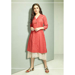 Fine Cotton Embroidered Party Wear Kurti With Jacket - vmlfashion-com