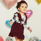 3-piece Baby Floral Print Bodysuit, Suspender Skirt and Headband Set