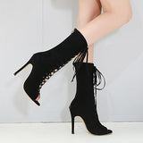 Women High Heel shoes Lace up top heels - vmlfashion-com