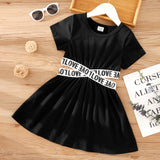 Toddler Girl Letter Print Crisscross Short-sleeve Dress