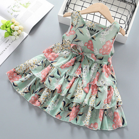 Baby / Toddler Girl Pretty Floral Print Layered Dresses