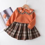 2-piece Baby / Toddler Embroidery Plaid Ruffled Top and Skirt Set