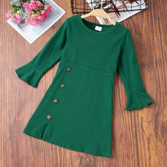 Baby / Toddler Elegant Flare-sleeve Solid Dress