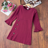 Baby / Toddler Elegant Flare-sleeve Solid Dress