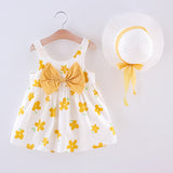 Toddler Girl Bowknot Floral Dress With Hat