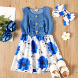 Beautiful Toddler Girl Bowknot Floral Print Dress