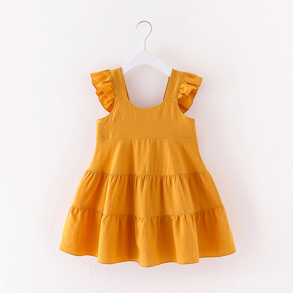 Toddler Girl Cute Solid Ruffled Dress