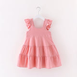 Toddler Girl Cute Solid Ruffled Dress