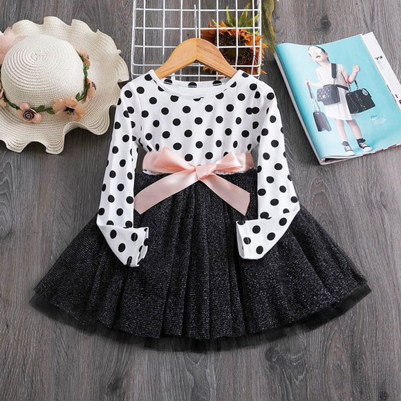 Baby/Toddler Girl Pretty Polka Dot Bow Stitching Dress