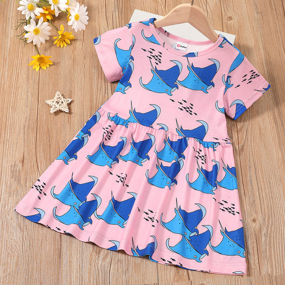 Toddler Girl Knee  Length  Sea Fish  Dress